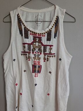 Lucky Brand Sleeveless Tank with Multicolor Embroidery